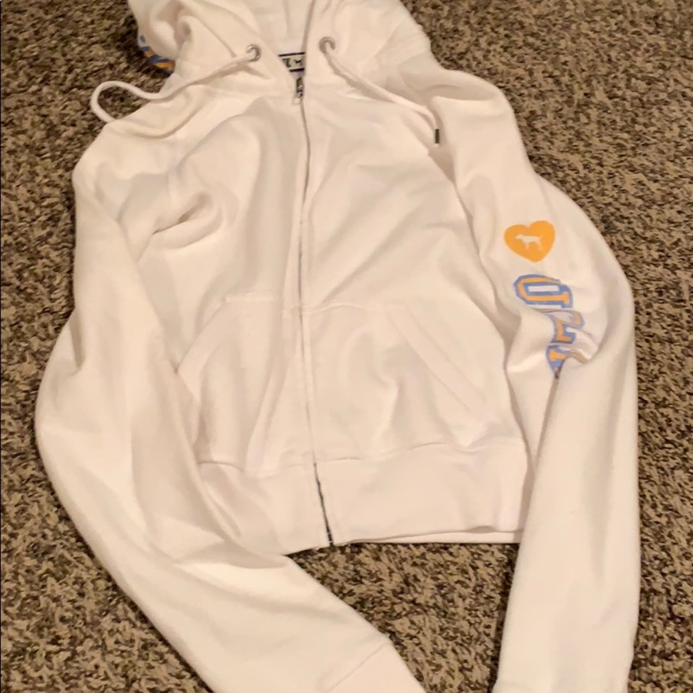 Pink white hoodie UCLA small